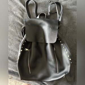 Black Leather and Studded Backpack LARGE